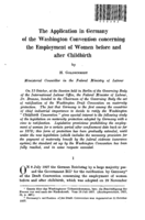 The application in Germany of the Washington Convention concerning the employment of women before and after childbirth