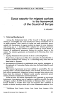 Social security for migrant workers in the framework of the Council of Europe