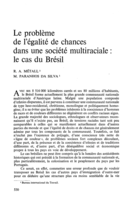 Le problème de l'égalité de chances dans la société multiraciale: le cas du Brésil