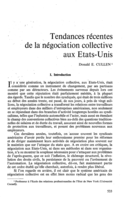 Tendances recentes de la négociation collective aux Etats-Unis