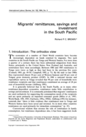 Migrants' remittances, savings and investment in the South Pacific