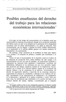 Posibles enseñanzas del derecho del trabajo para las relaciones económicas internacionales