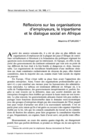 Réflexions sur les organisations d'employeurs, le tripartisme et le dialogue social en Afrique