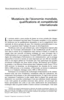 Mutations de l'économie mondiale, qualifications et compétitivité internationale