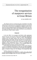 The reorganisation of manpower services in Great Britain