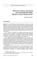 Minimum labour standards and international trade: would a social clause work?
