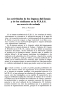 Las actividades de los órganos del Estado y de los sindicatos en la URSS en materia de trabajo