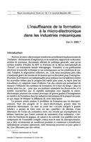 L'insuffisance de la formation à la micro-électronique dans les industries mécaniques