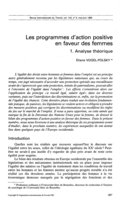 Les programmes d'action positive en faveur des femmes: 1, Analyse théorique