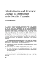 Industrialisation and structural change in employment in the socialist countries