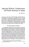 Agrarian reform, employment and rural incomes in Japan