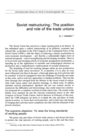 Soviet restructuring: the position and role of the trade unions
