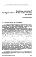 Egalité ou protection?: la réglementation du travail des femmes au Japon