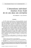 L'absentéisme individuel: résultats d'une étude de six ans dans une entreprise