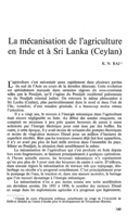 La mécanisation de l'agriculture en Inde et à Sri Lanka (Ceylan)