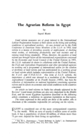 The agrarian reform in Egypt
