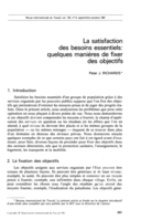 La satisfaction des besoins essentiels: quelques manières de fixer des objectifs