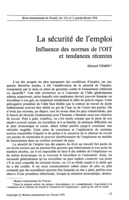 La sécurité de l'emploi: influence des normes de l'OIT et tendances récentes