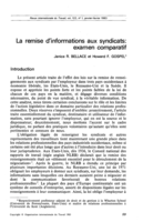 La remise d'informations aux syndicats: examen comparatif