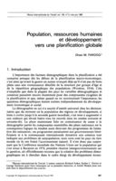 Population, ressources humaines et développement: vers une planification globale