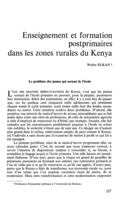Enseignement et formation postprimaires dans les zones rurales du Kenya