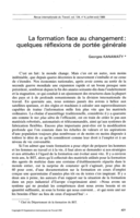 La formation face au changement: quelques réflexions de portée générale