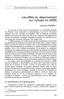 Les effets du désarmement sur l'emploi en URSS