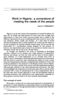 Work in Nigeria: a cornerstone of meeting the needs of the people