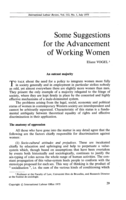 Some suggestions for the advancement of working women
