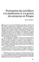 Participation des travailleurs à la planification et à la gestion des entreprises en Pologne