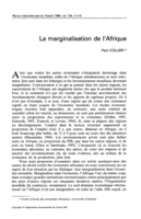La marginalisation de l'Afrique