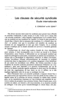 Les clauses de sécurité syndicale: étude internationale
