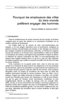 Pourquoi les employeurs des villes du tiers monde préfèrent engager des hommes