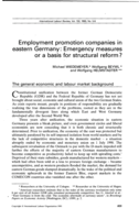 Employment promotion companies in eastern Germany: emergency measures or a basis for structural reform?