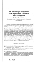 De l'arbitrage obligatoire à la négociation collective aux Philippines