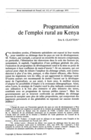 Programmation de l'emploi rural au Kenya
