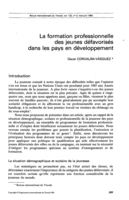 La formation professionnelle des jeunes défavorisés dans les pays en développement