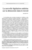 La nouvelle législation suédoisesur la démocratied ans le travail