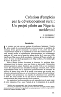 Création d'emplois par le développement rural: un projet pilote au Nigeria occidental