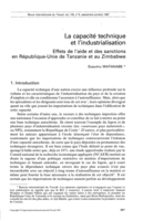 La capacité technique et l'industrialisation: effets de l'aide et des sanctions en République-Unie de Tanzanie et au Zimbabwe