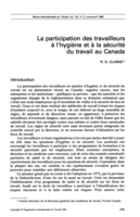 La participation des travailleurs à l'hygiène et à la sécurité du travail au Canada