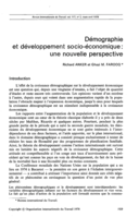 Démographie et developpement socio-économique: une nouvelle perspective