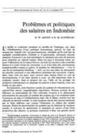 Problèmes et politiques des salaires en Indonésie