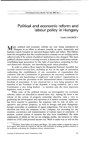 Political and economic reform and labour policy in Hungary