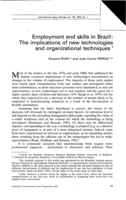 Employment and skills in Brazil: the implications of new technologies and organizational techniques