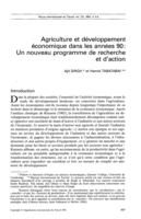Agriculture et développement économique dans les années 90: un nouveau programme de recherche et d'action