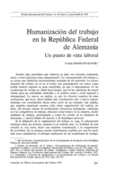 Humanización del trabajo en la República Federal de Alemania: un punto de vista laboral