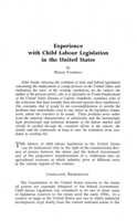Experience with child labour legislation in the United States