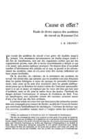 Cause et effet?: etude de divers aspects des accidents du travail au Royaume-Uni