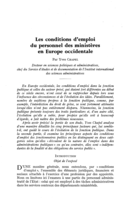 Les conditions d'emploi du personnel des ministères en Europe occidentale